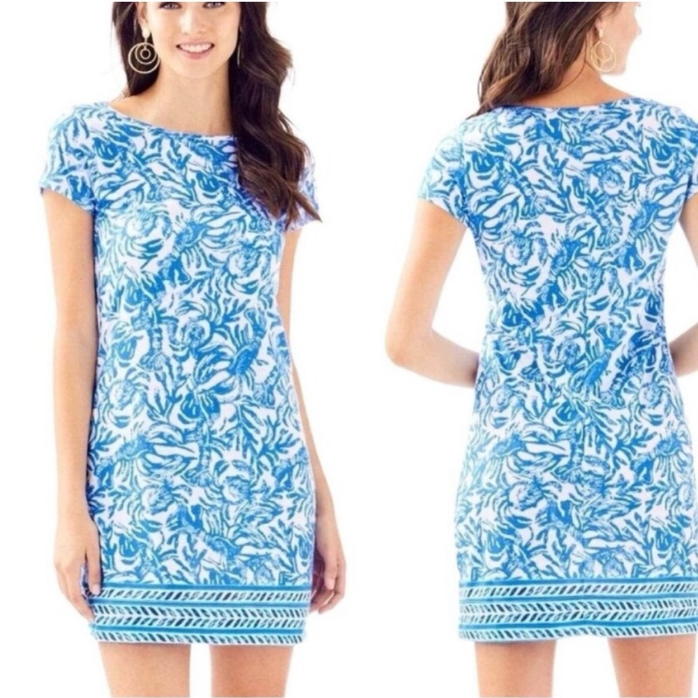 Lilly Pulitzer Marlowe Dress on a Roll, Blue and White